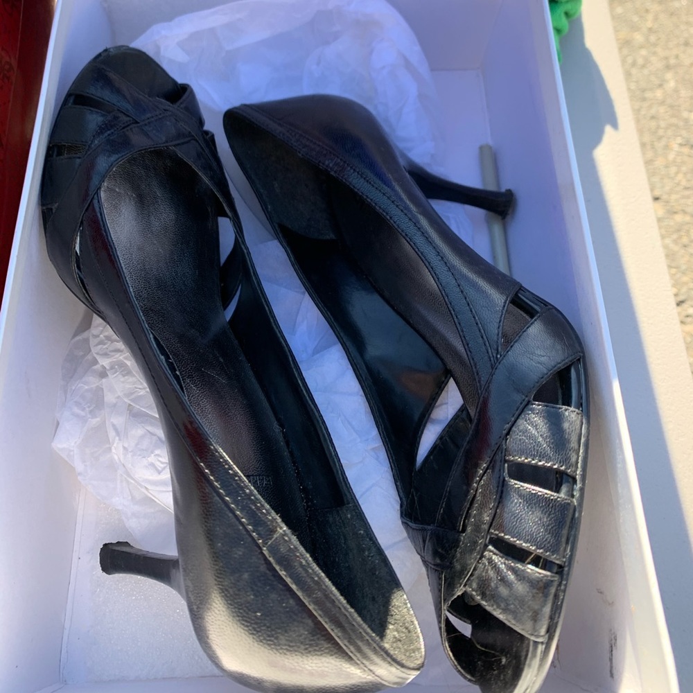 Bakers open toe heels black